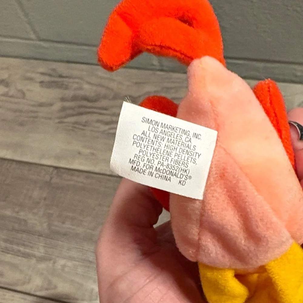 Ty 1993 Vintage Teenie Beanie Babies Strut The Rooster NWT